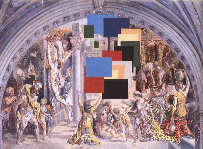 Athens Is Burning The School of Athens And The Fire in The Borgo 1980 painting - Salvador Dali Athens Is Burning The School of Athens And The Fire in The Borgo 1980 Art Print