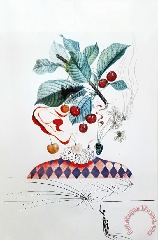 Salvador Dali Cerises Pierrot (cherries), 1969 Art Painting