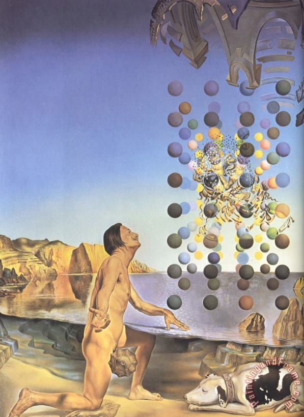 Dali Nude in Contemplation Before The Five Regular Bodies painting - Salvador Dali Dali Nude in Contemplation Before The Five Regular Bodies Art Print