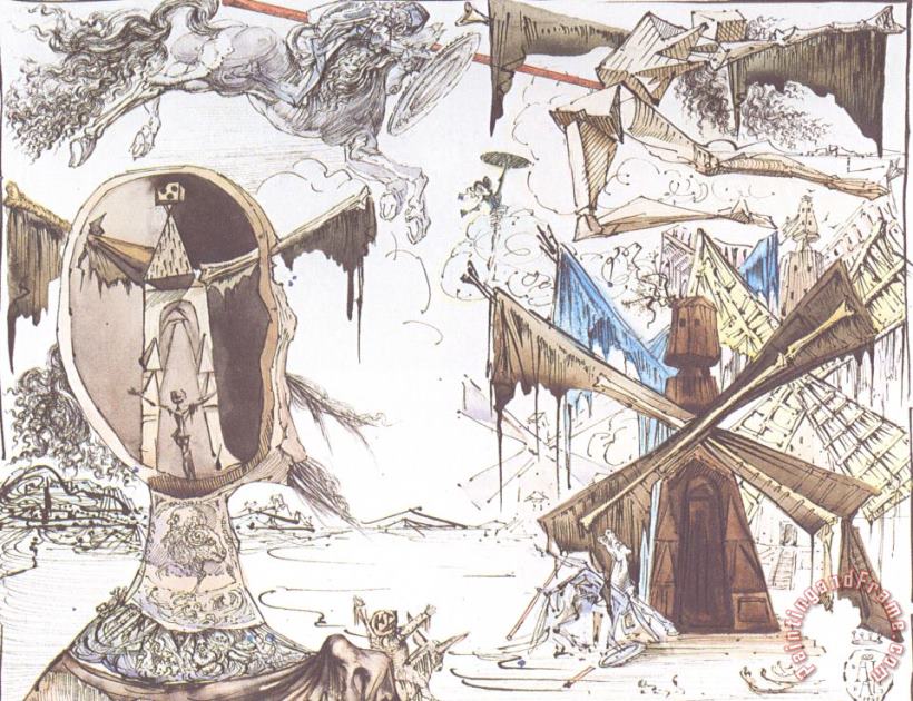 Don Quixote And The Windmills painting - Salvador Dali Don Quixote And The Windmills Art Print