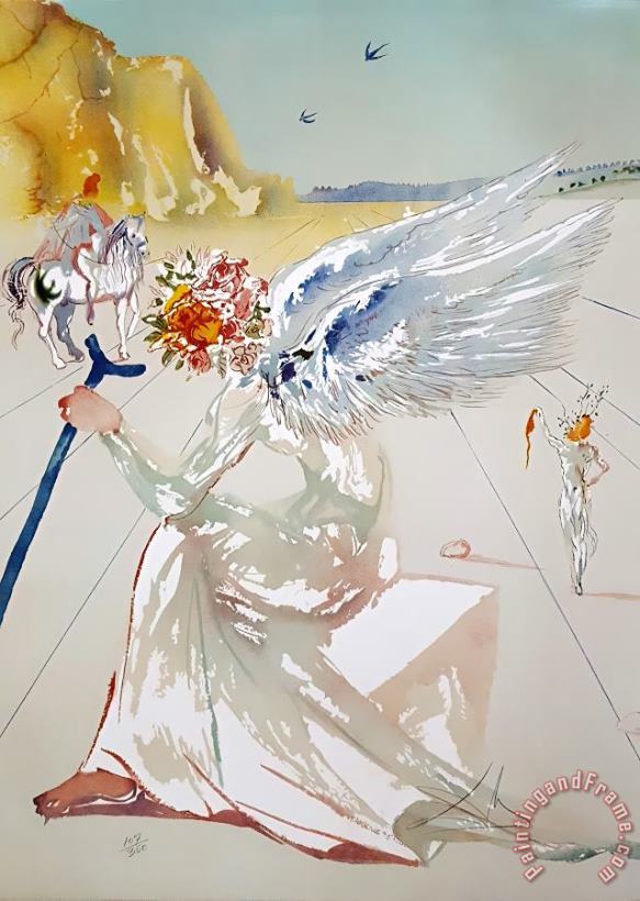 Helen of Troy (angel with Wand), 1977 painting - Salvador Dali Helen of Troy (angel with Wand), 1977 Art Print