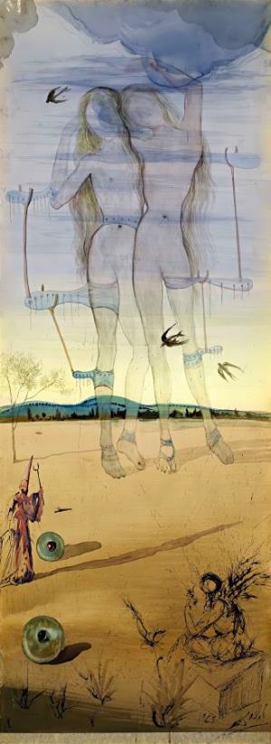 Personnages Dans Le Desert, 1968 painting - Salvador Dali Personnages Dans Le Desert, 1968 Art Print