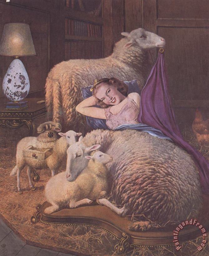 Reclining Girl in Sheep painting - Salvador Dali Reclining Girl in Sheep Art Print