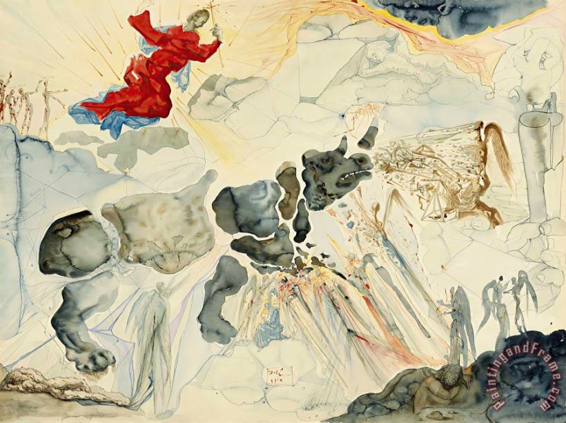 Salvador Dali Rhinoceros En Desintegration, 1950 Art Painting