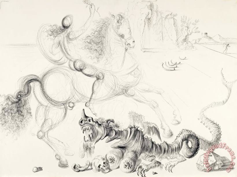 Salvador Dali Saint Georges Et Le Dragon, 1962 Art Painting