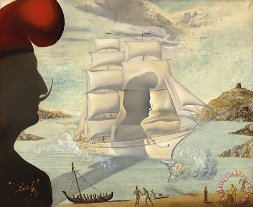 Salvador Dali Sans Titre, Bateau a Voiles Dans La Baie De Port Lligat, 1960 Art Painting