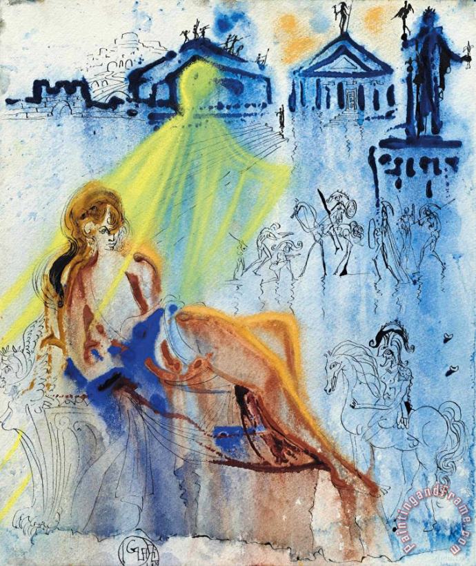 Ulysse Traverse Invisible Piazza Feaci, 1970 painting - Salvador Dali Ulysse Traverse Invisible Piazza Feaci, 1970 Art Print