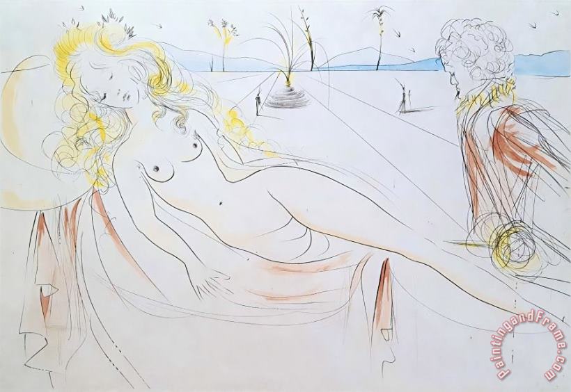 Venus Et Le Joueur D'orgue (venus And The Organ Player), 1971 painting - Salvador Dali Venus Et Le Joueur D'orgue (venus And The Organ Player), 1971 Art Print
