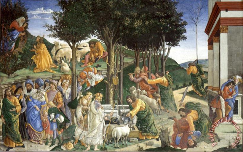 Events in The Life of Moses painting - Sandro Botticelli Events in The Life of Moses Art Print