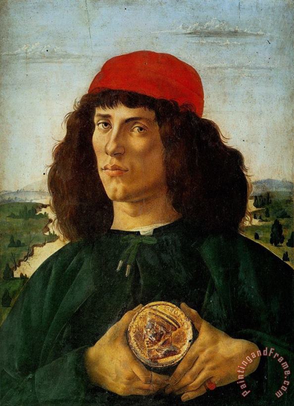 Sandro Botticelli Portrait Of A Man With A Medal Of Cosimo The Elder Art Painting