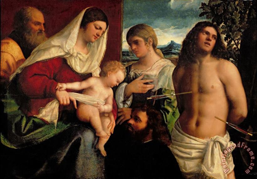 Sebastiano de Piombo Sacra Conversatione with SS Catherine Sebastian and Holy Family Art Painting