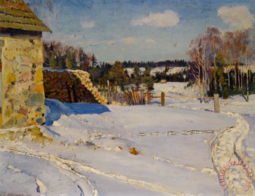 Winter Landscape painting - Sergei Arsenievich Vinogradov Winter Landscape Art Print