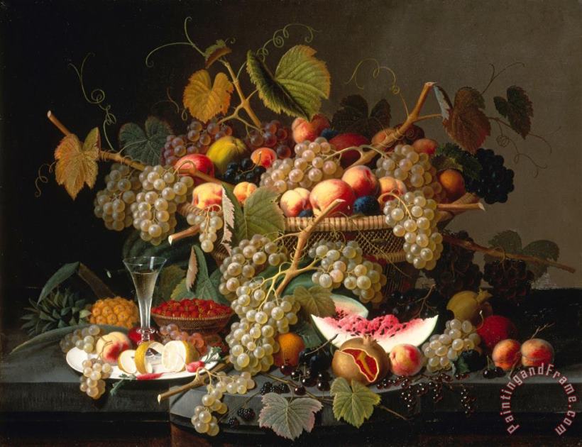 Severin Roesen Still Life with Fruit Art Painting