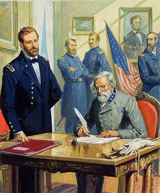 General Ulysses Grant accepting the surrender of General Lee at Appomattox painting - Severino Baraldi General Ulysses Grant accepting the surrender of General Lee at Appomattox Art Print