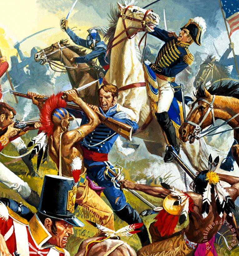 Native American Indians vs American Soldiers painting - Severino Baraldi Native American Indians vs American Soldiers Art Print