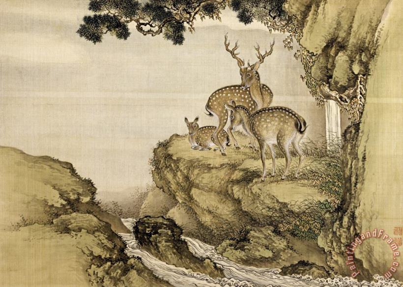 Shen Nanpin Album of Birds And Animals (deer) Art Print