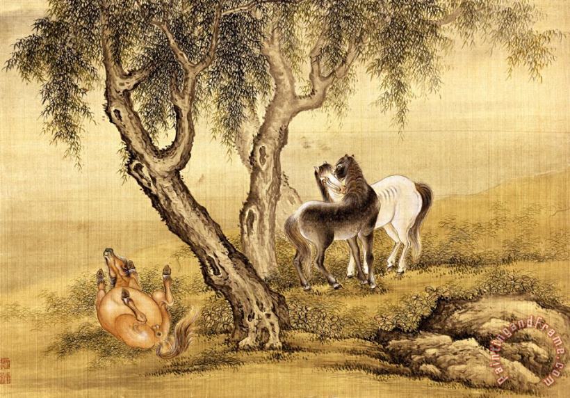 Shen Nanpin Album of Birds And Animals (horses) Art Painting