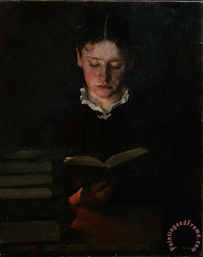 Woman reading painting - Signe Scheel Woman reading Art Print