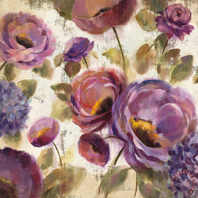 Silvia Vassileva Blue And Purple Flower Song II Art Painting
