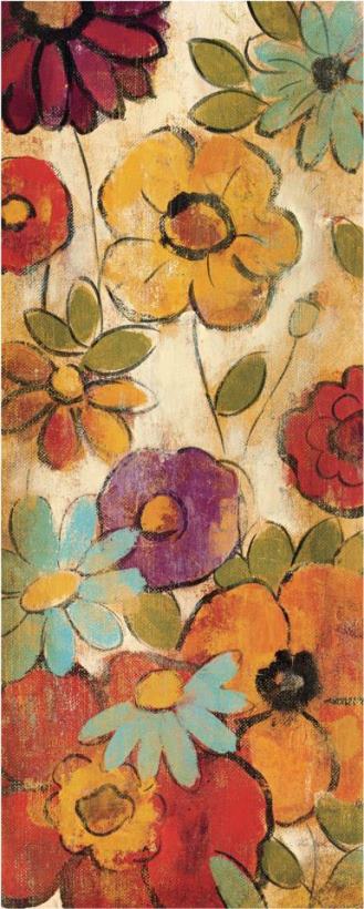 Floral Sketches on Linen I painting - Silvia Vassileva Floral Sketches on Linen I Art Print