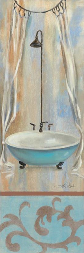French Bathroom in Blue I painting - Silvia Vassileva French Bathroom in Blue I Art Print