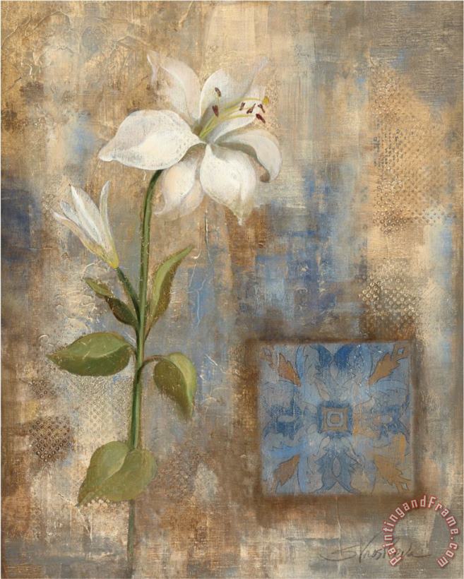 Lily And Tile painting - Silvia Vassileva Lily And Tile Art Print