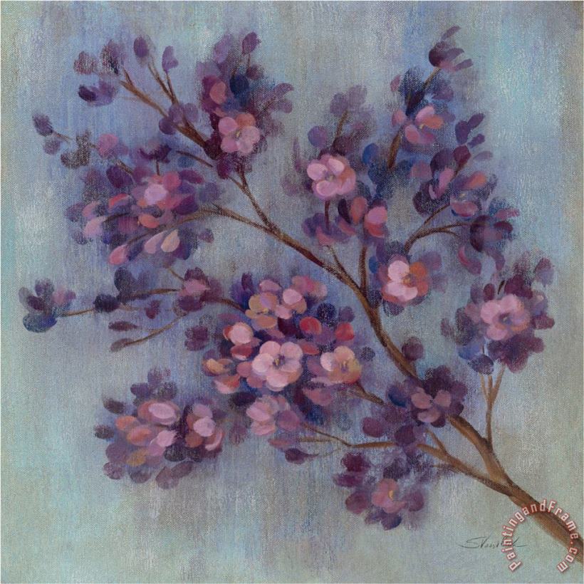Twilight Cherry Blossoms II painting - Silvia Vassileva Twilight Cherry Blossoms II Art Print
