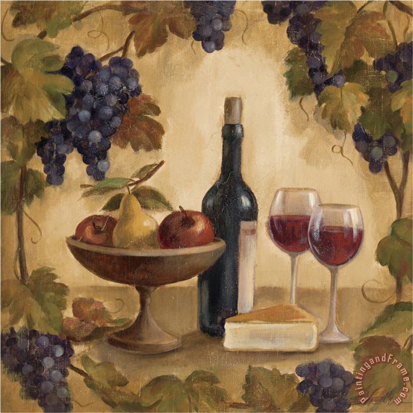 Wine And Cheese I painting - Silvia Vassileva Wine And Cheese I Art Print