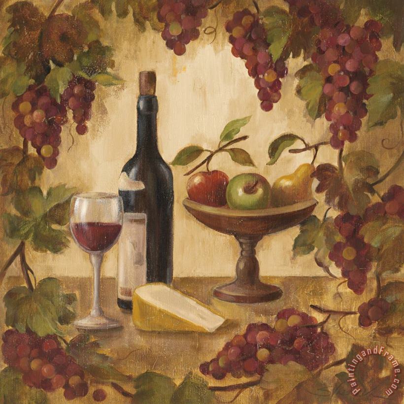 Wine And Cheese II painting - Silvia Vassileva Wine And Cheese II Art Print