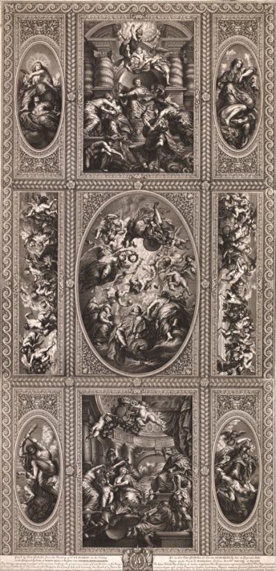 From The Painting of The Ceiling in The Banqueting House at White Hall in The Year 1720 painting - Simon Gribelin From The Painting of The Ceiling in The Banqueting House at White Hall in The Year 1720 Art Print