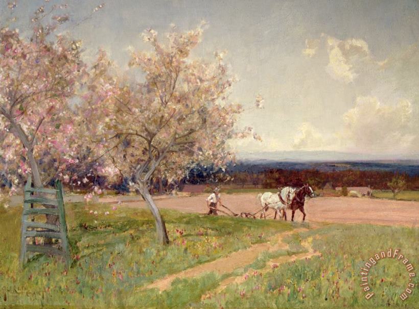 Sir Alfred East Ploughing Art Painting