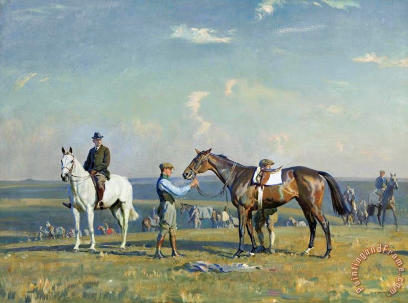 Early Morning on Manton Downs, 1926 painting - Sir Alfred James Munnings Early Morning on Manton Downs, 1926 Art Print