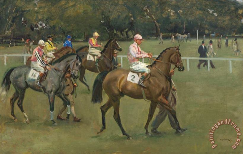 Sir Alfred James Munnings Going Out at Kempton Art Painting