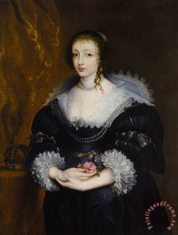 Portrait of Queen Henrietta Maria painting - Sir Antony Van Dyck Portrait of Queen Henrietta Maria Art Print