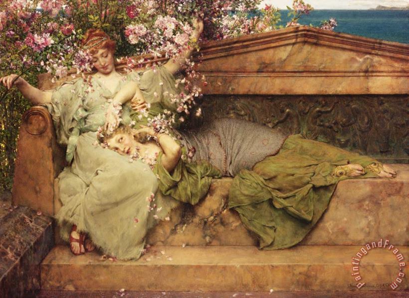 Sir Lawrence Alma-Tadema In a Rose Garden Art Print