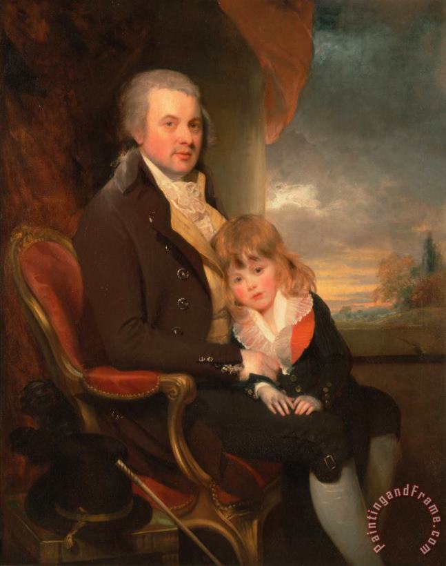 Edward George Lind And His Son, Montague, 1800 painting - Sir William Beechey Edward George Lind And His Son, Montague, 1800 Art Print