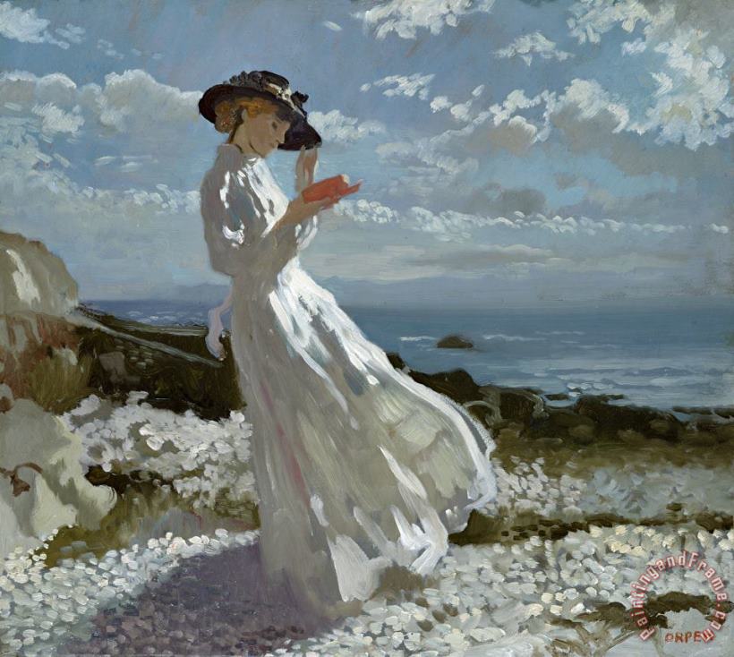 Sir William Orpen Grace reading at Howth Bay Art Print