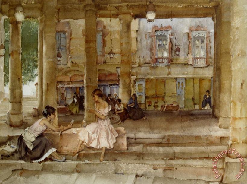 The Market Hall Cordes painting - Sir William Russell Flint The Market Hall Cordes Art Print