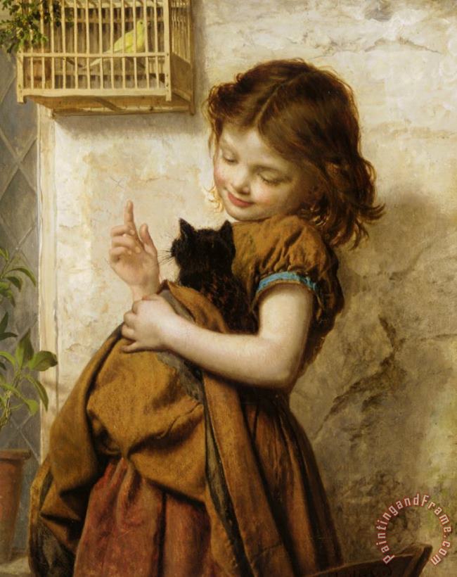 Her Favorite Pets painting - Sophie Gengembre Anderson Her Favorite Pets Art Print