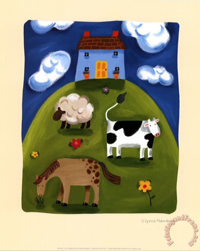 Blue Farmhouse painting - Sophie Harding Blue Farmhouse Art Print