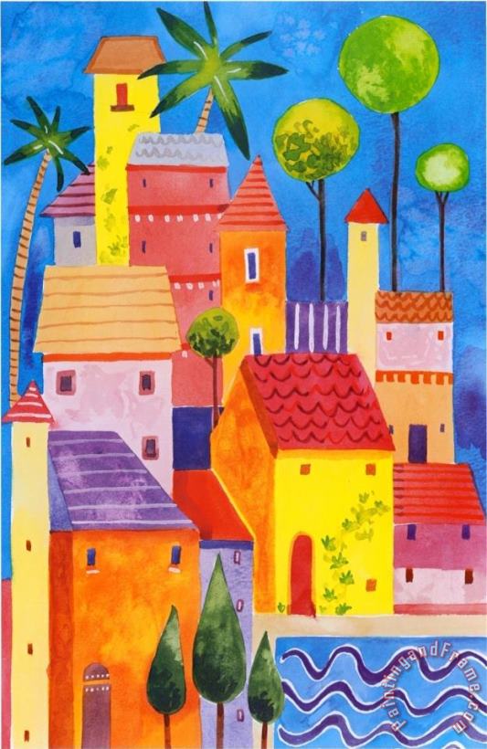 Hill Town I painting - Sophie Harding Hill Town I Art Print