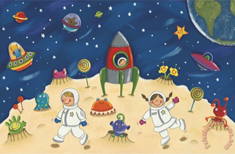 Space Fun painting - Sophie Harding Space Fun Art Print