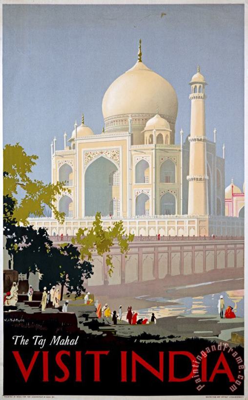 Visit India, The Taj Mahal painting - Spencer Bagdatopoulos Visit India, The Taj Mahal Art Print