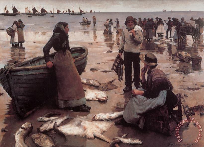 Stanhope Alexander Forbes A Fish Sale on a Cornish Beach Art Painting
