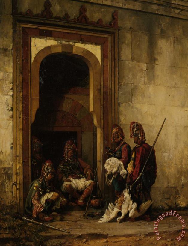 Stanislaus Von Chlebowski Bazouks in a Doorway Art Painting