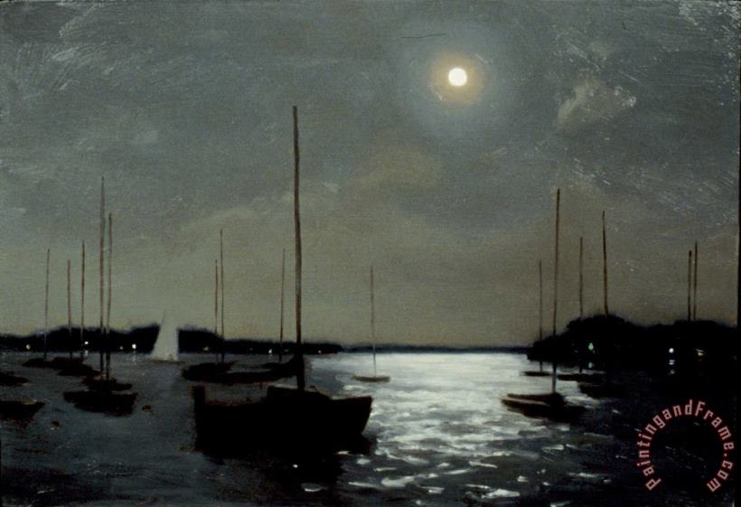 Moonlight Sail painting - Steven J Levin Moonlight Sail Art Print