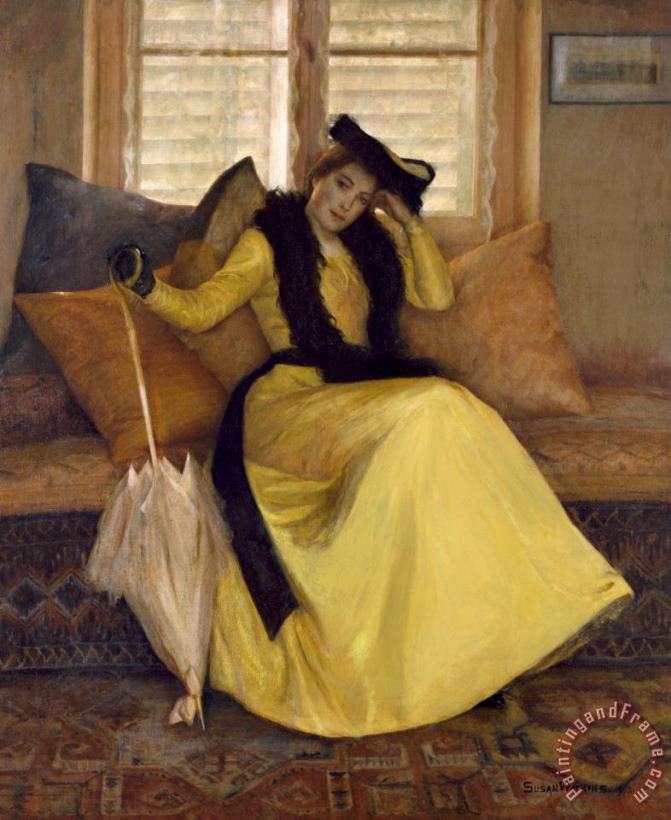 Lady in Yellow (eleanor Reeves), 1902 painting - Susan Watkins Lady in Yellow (eleanor Reeves), 1902 Art Print