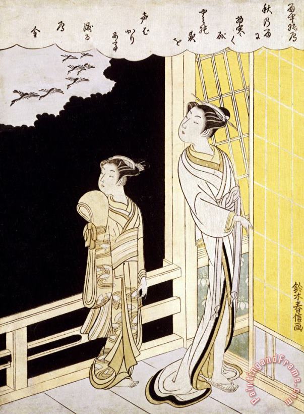 Suzuki Harunobu A Courtesan And Her Kamuro Art Print