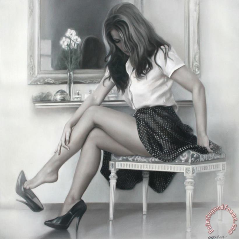 Black High Heels painting - Talantbek Chekirov Black High Heels Art Print