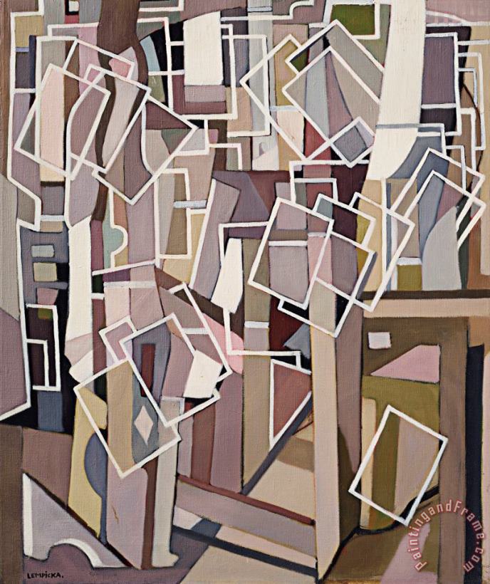 Composition Abstraite Aux Rectangles Blancs, 1955 painting - tamara de lempicka Composition Abstraite Aux Rectangles Blancs, 1955 Art Print